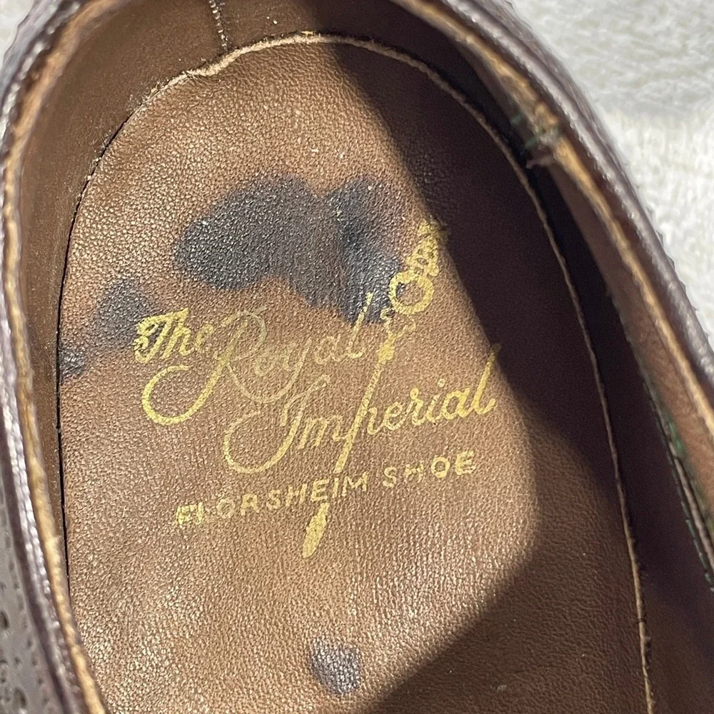 Florsheim Royal Imperial Brogue Dress Shoes Mens 8.5 D Burgundy Leather Wingtip